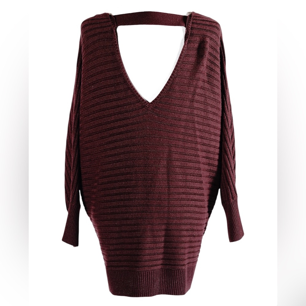 Soho New York & Company Burgundy Open Back Sweater Tunic Knit Pullover – Size M - Picture 6 of 14